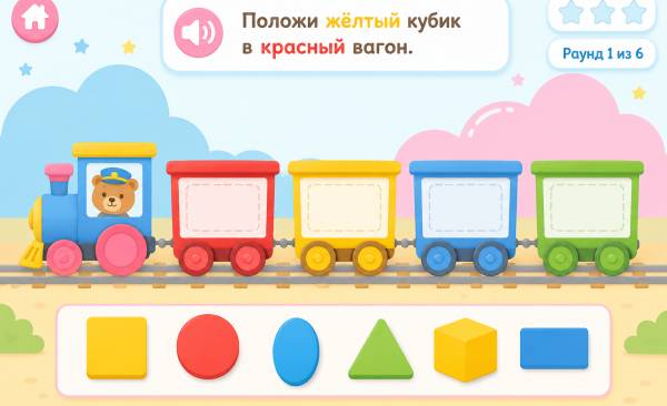 Паровозик. Фигуры и цвета.